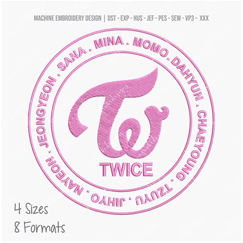 Twice Circle Logo Names Machine Embroidery Design Embroidery Digital