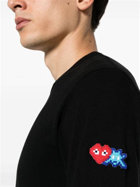 Comme Des Gar Ons Play X The Artist Invader Pixelated Appliqu T Shirt