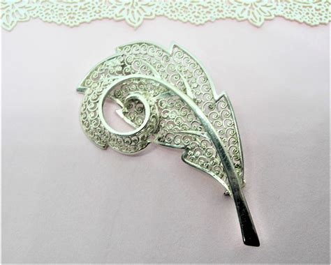 Sterling SILVER FILIGREE BROOCH Angel Feather Foreign Design Etsy UK