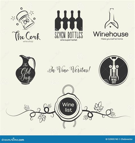 Logotipos Del Vino Y Elementos Del Diseño Ilustración Del Vector