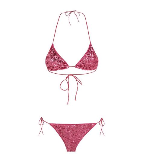 Oseree Sequinned Micro Bikini In Pink Modesens