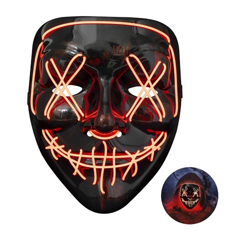 Scary Halloween Led Mask Light Up With Lighting Modes For Masquerade