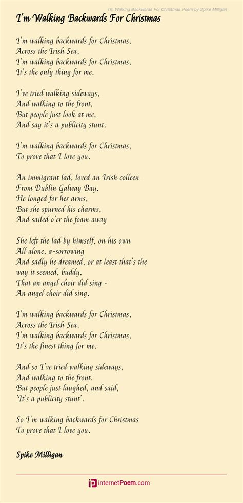 Im Walking Backwards For Christmas Poem By Spike Milligan