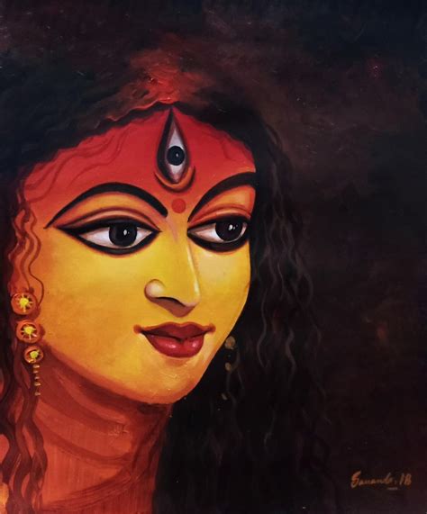 Durga Maa Hand Painted Painting - Necessity eStore - order now!!