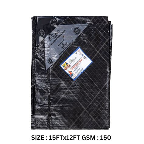 Tandhan Ecopaulin Gsm Waterproof Black Silver Tarpaulin Sheet Heavy