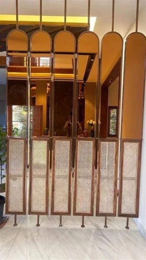 Golden Stainless Steel Room Partitions Screens 6 Panels Polished At