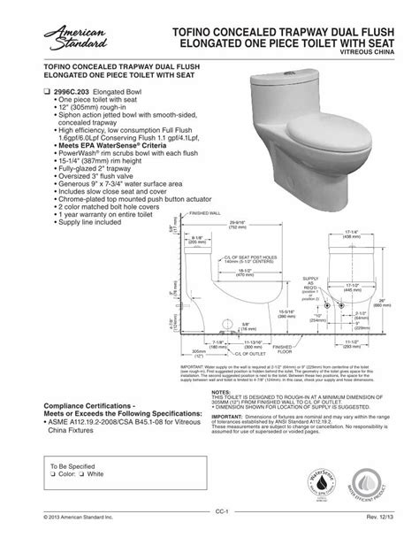 Pdf Tofino Concealed Trapway Dual Flush Elongated €¦ · Tofino