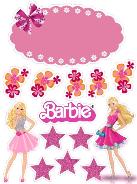 Topo De Bolo Barbie Para Editar E Imprimir Grátis Mimo Kids 5E4