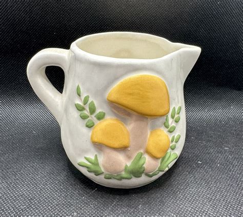 Vintage 1970s Arnels Studio Ceramic Mushroom Creamer Signed Retro