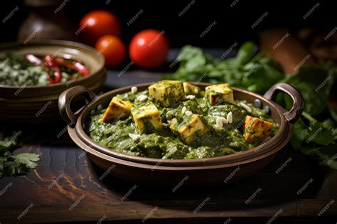 Premium Ai Image Authentic Saag Paneer Indian Food Photography