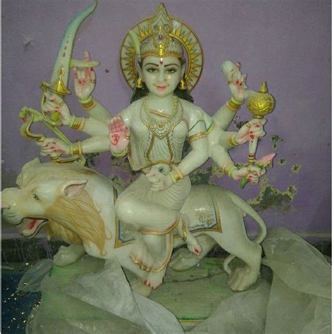 Painted Hindu Multicolor Marble Durga Statue For Worship Size 24 At