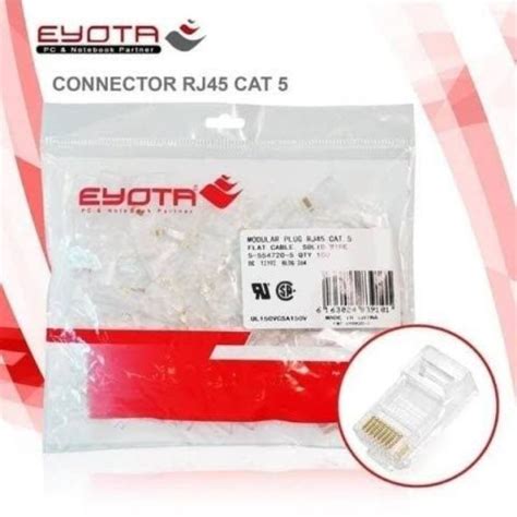 Jual EYOTA CONNECTOR RJ45 CAT 5 JACK RJ45 LAN CAT 5 PLASTIK ISI 100