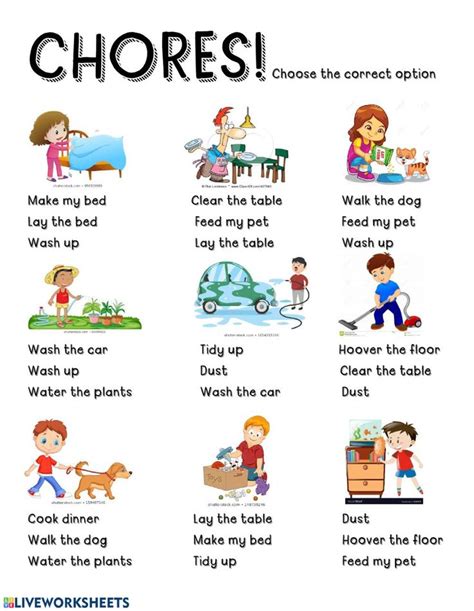 A Poster With Words Describing Chores