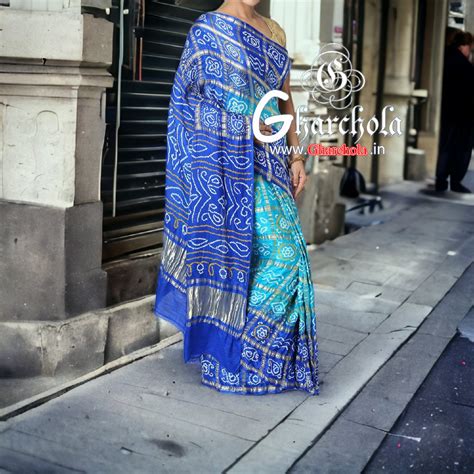 Blue Sky Gharchola Saree Pure Gaji Silk Rai Bandhani Gharchola