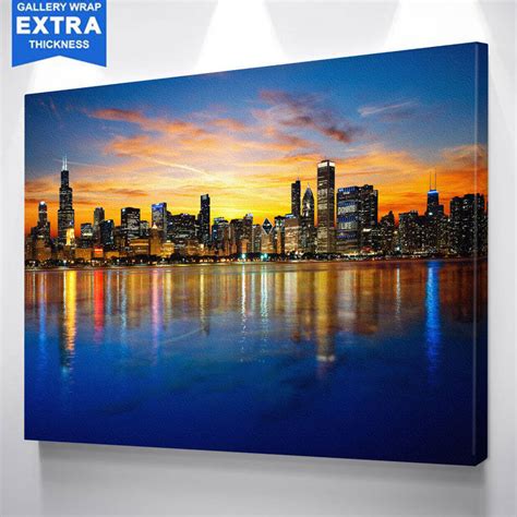 AMAZING COLORFUL CHICAGO SKYLINE CANVAS - Zapwalls