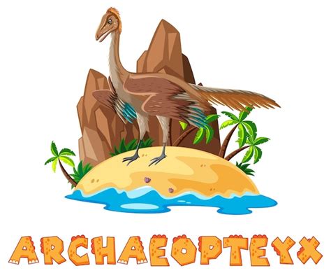 Free Vector Scene With Dinosaurs Archaeopteryx On Island