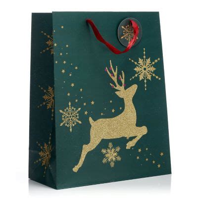 Fifth Ave Kraft Christmas Large Holiday Gift Bags With Foil Hot Stamps