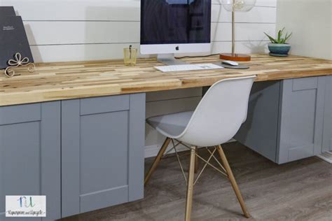 Diy Modern Floating Office Desk With Acacia Butcher Block Countertop