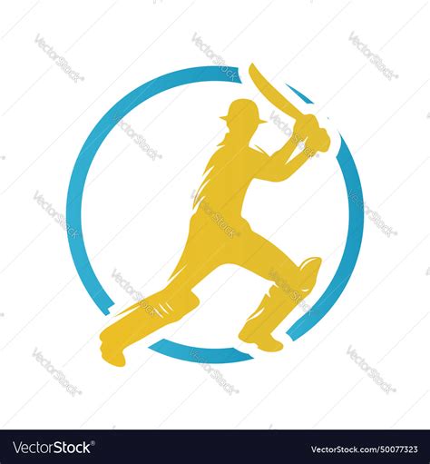 Cricket Player Logo Inside A Shape Of Ring Vector Image