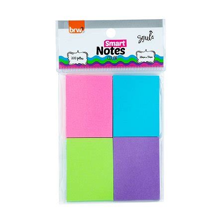 Bloco Smart Notes 38x51mm 200 Folhas 4 Cores Brw Papelaria Capital