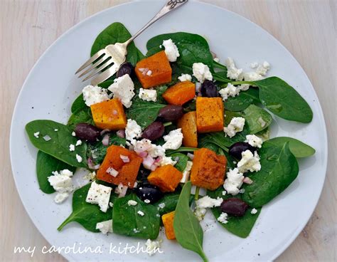 My Carolina Kitchen Spicy Roasted Butternut Squash Feta And Olive Salad