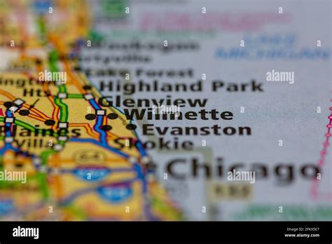 Wilmette Illinois Shown on a Geography map or road map Stock Photo - Alamy