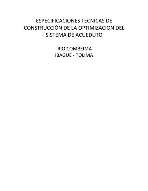 Pdf Especificaciones Tecnicas De ConstrucciÓn De La Documents