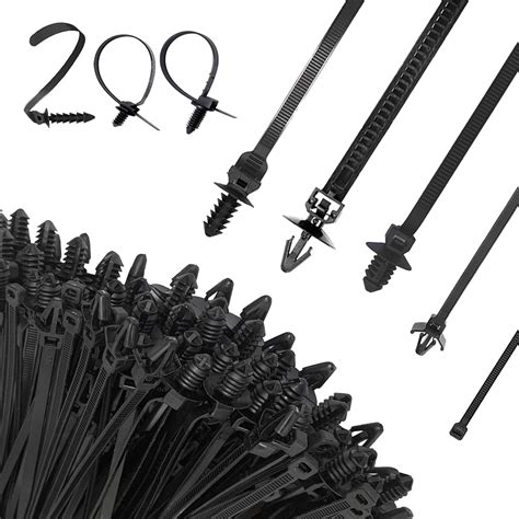 Amazon 200Pcs Universal Push Mount Cable Zip Tie Nylon Self