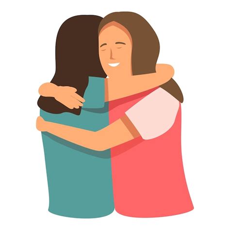 Premium Vector Females Friends Embrace Icon Cartoon Vector Lovely Support