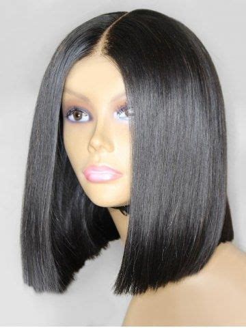 Synthetic Fiber Medium Center Parting Straight Bob Wig Bob Lace Front