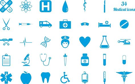 Set Of 34 Medical Icons Blue 2623830 Vector Art At Vecteezy