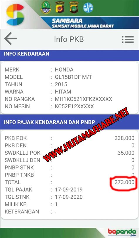 Cara Cek Biaya Pajak Motor Mobil Online Via Aplikasi Jabar Hutama Share