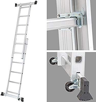 Tectake Aluminium Multi Purpose Ladder Adjustable 3 In 1 Scaffolding