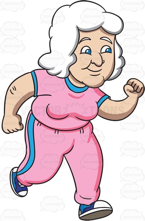 A Charming Grandma Sprints For A Workout Animated Images Cartoon