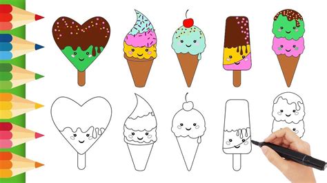 Super Cute Ice Cream Drawing For Kids