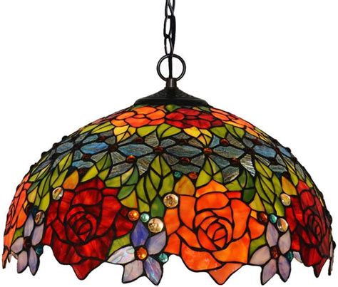 Inch Rose Design Tiffany Style Ceiling Pendant Light Fixture With