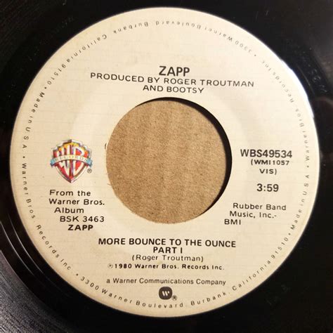 Zapp More Bounce To The Ounce Specialty Records Corporation