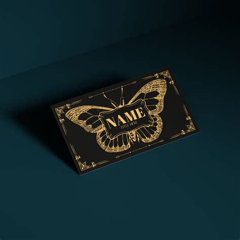 Luxury Black Gold Butterfly Business Card Template Customisable Canva