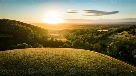 View of sunset from top of the hill in summer. 30956851 Stock Photo at ...