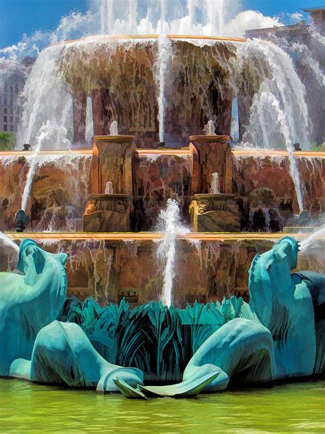 Chicago Buckingham Fountain Closeup Painting By Christopher Arndt