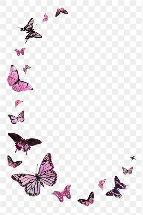 a group of pink butterflies flying in the sky, transparent background ...