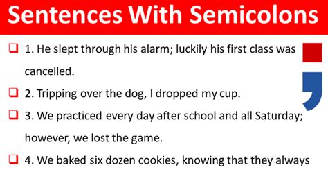 Sentences With Semicolons January