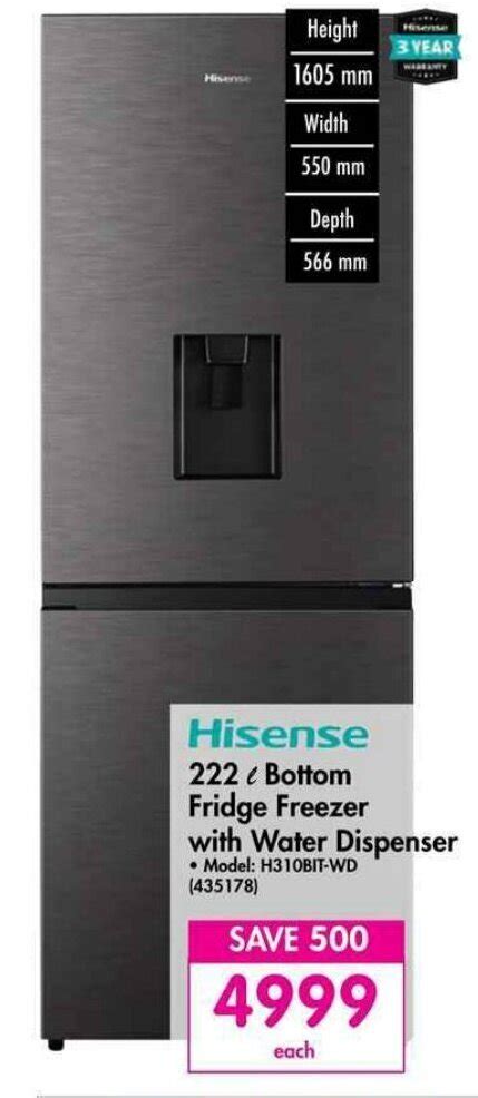 Hisense L Bottom Fridge Freezer With Water Dispenser Offer At Makro