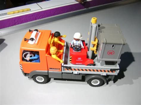 Lot W Playmobil Camion Benne Porte Chariot Elevateur Doker Conteneur