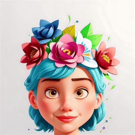 Ilustração de rosto e flores no estilo de papel cortado espaço de