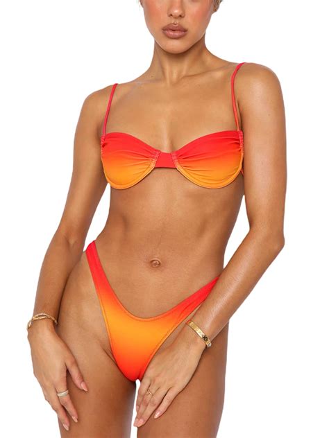 Zaxarra Women Bikini Sets Halter Two Piece Tie Dye Swimsuit String