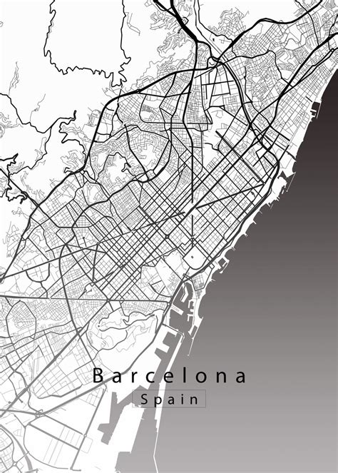 Carte De Barcelona Spain City Map White ǀ Toutes Les Cartes Et