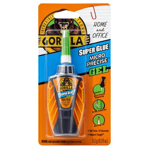 Gorilla Glue Clear Micro Precise Super Gel Bottle 5 5 Grams 0 19 Oz