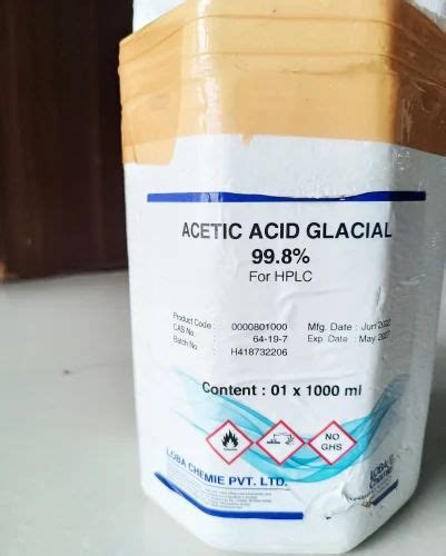 Natural Acetic Acid Glacial HPLC Bottles Packaging Size 1 Kg At Rs