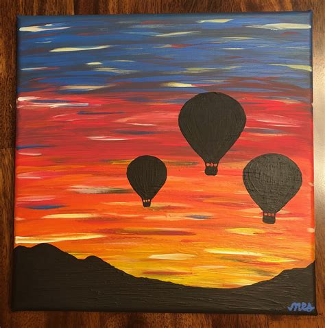 Sunset Canvas Painting Balloon Painting Diy Watercolor Painting